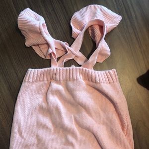 Pink Knit Romper, like new 12-18m